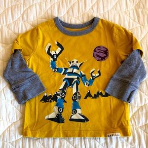 Baby Gap Space Robot Long Sleeve Tee Shirt - Size 18-24 months, Yellow/Gray